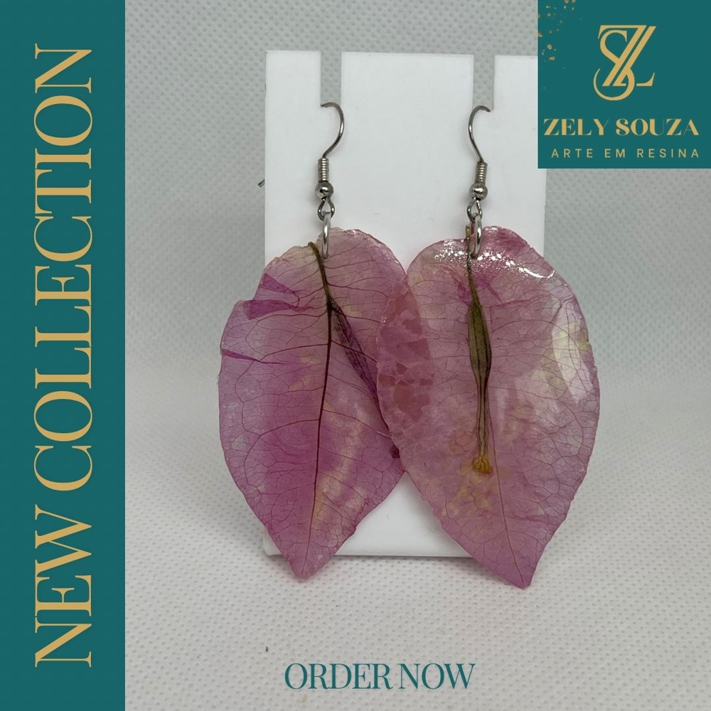 Pink Leaf Earrings